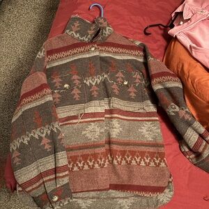 Women's Patterned Cardigan - Red and Gray